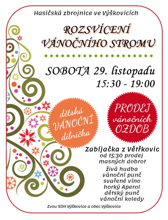 Zveme všechny na tradiční Rozsvícení vánočního stromu u hasičské zbrojnice